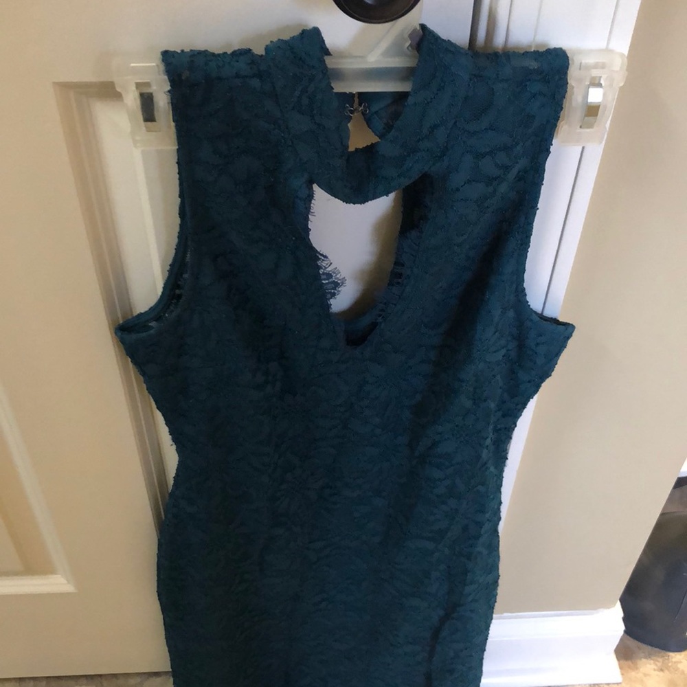 Flattering high neck cocktail dress